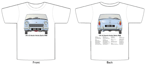 Austin Healey Sprite MkII 1961-62 T-shirt Front & Back